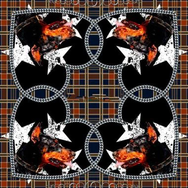 Egyedi design fekete színű design selyem sál