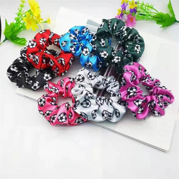 Football Pattern Ins Style Korean Style 100% Silk Scrunchies