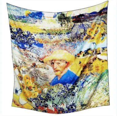 Van Gogh olajfestmény stílusú selyem twill kendő